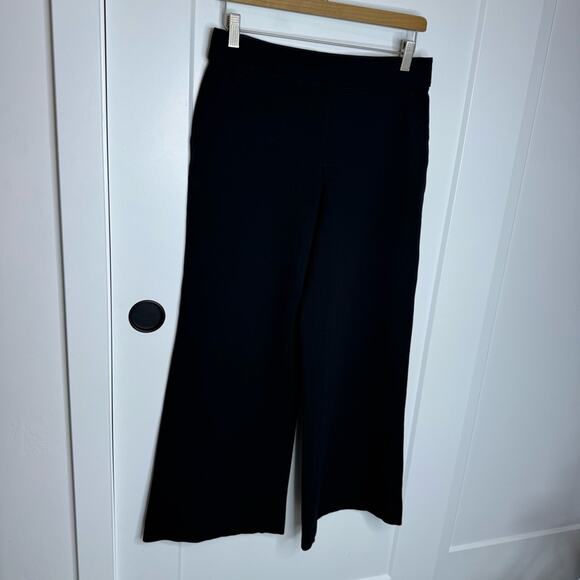 Spanx Perfect Fit Ponte Wide Leg Black Stretch Crop Pants Size Medium - Picture 2 of 5